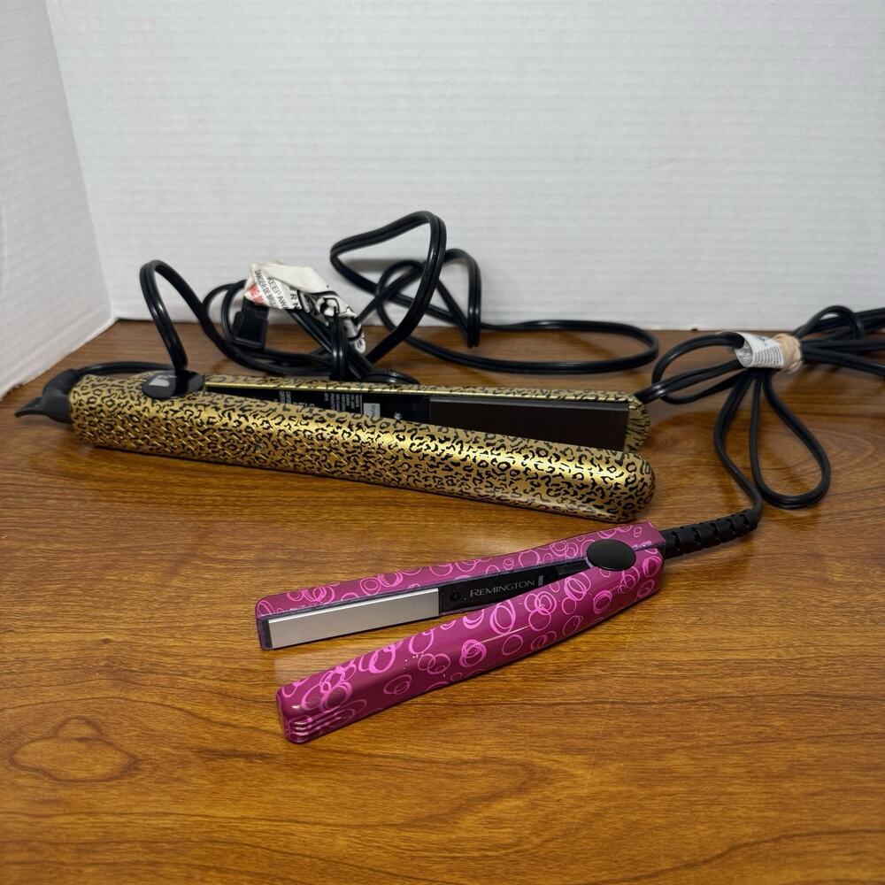 Style House Professional Flat Iron Hair Straightener & Remington Mini Travel Set